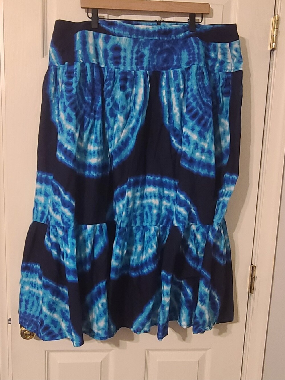 Jones New York Women’s Blue Tie-Dye Tiered Skirt - 20w